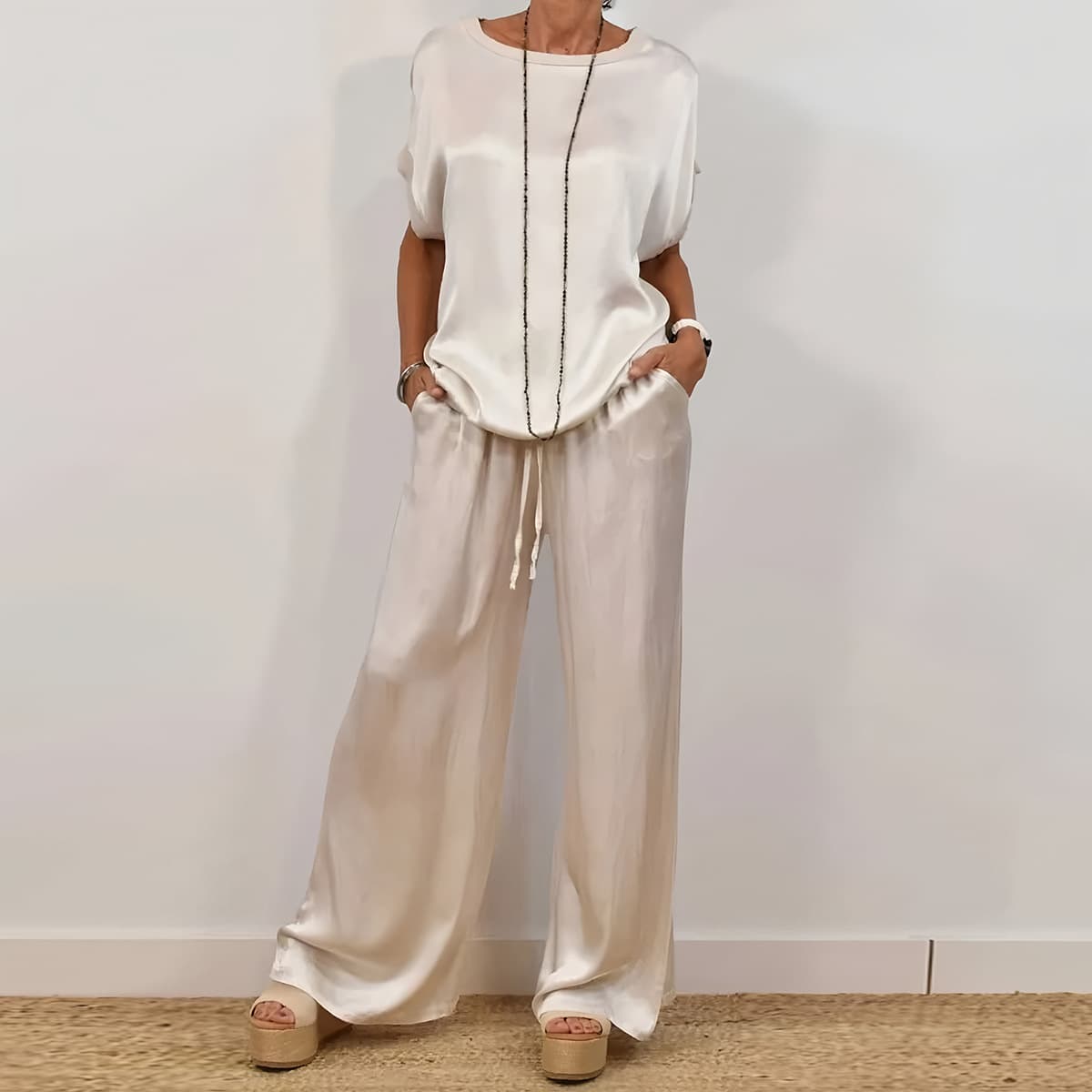 Women's Clothing Summer New Trend Loose T Shirt Wide Leg Trousers Casual Suit