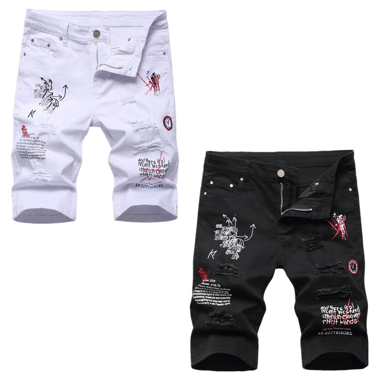 [UrbanEdge] Men's Slim Denim Shorts - Straight Leg Cut | Trendy Youth Style