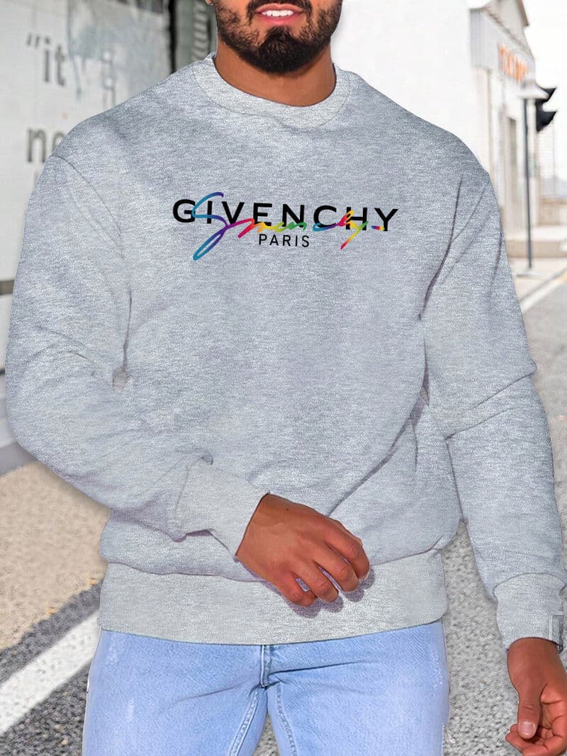 Sweat-shirt chaud à col rond pour hommes, couleur unie, imprimé, nouvelle collection automne et hiver 2024