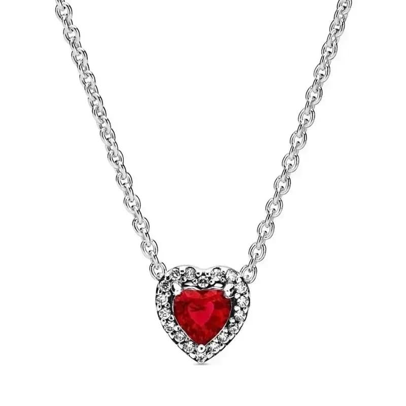 Collier en forme de cœur en argent S925 plaqué cuivre blanc de la série Love