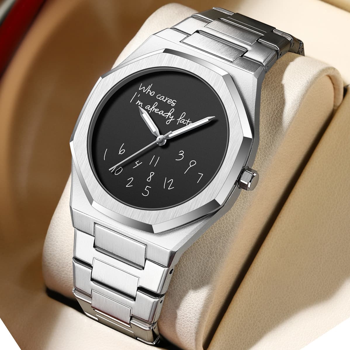 Montre numérique lumineuse pour homme avec bracelet octogonal en acier, design minimaliste pour le travail et les loisirs, étanche jusqu'à 30 m. Montre bracelet en acier.