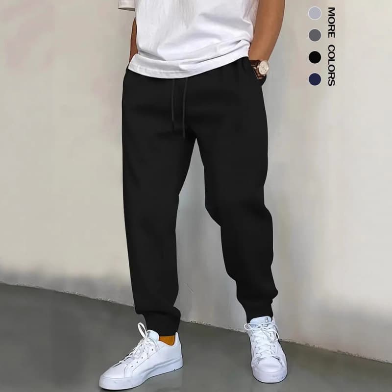 Men's Clothing Casual Jogger Pants - 220g Lightweight, Loose Fit, Drawstring Waist, Elastic Cuff, Pure Color Polyester Trousers For Everyday Wear