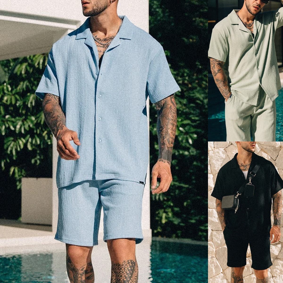 Men's Clothing Popular Men's Street Printed T Shirts Trendy Summer Short Sleeved Casual Fashion Suits For Men