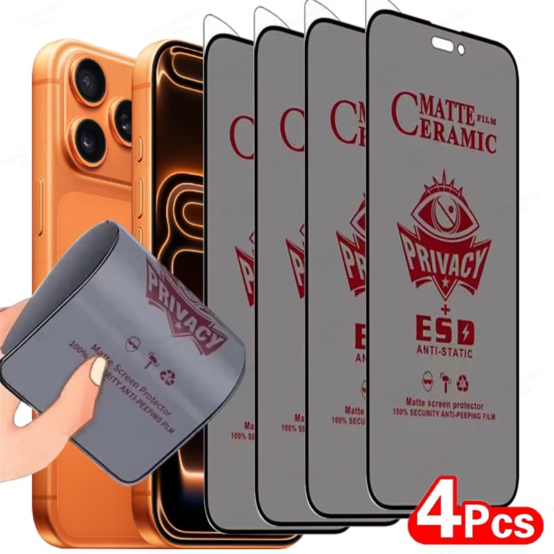 4PCS Matte Privacy Screen Protector 17 16 15 14 11 13 12 Pro Max Plus Mini XS XR Anti-Spy Ceramic Film For IPhone Air