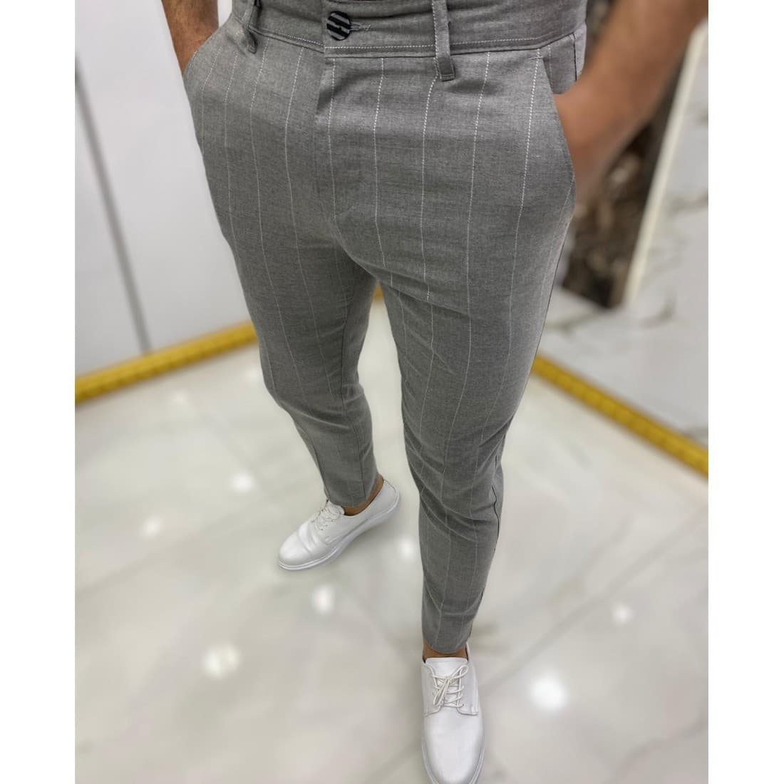 Man's clothing Men's dotted line striped casual leg pants
