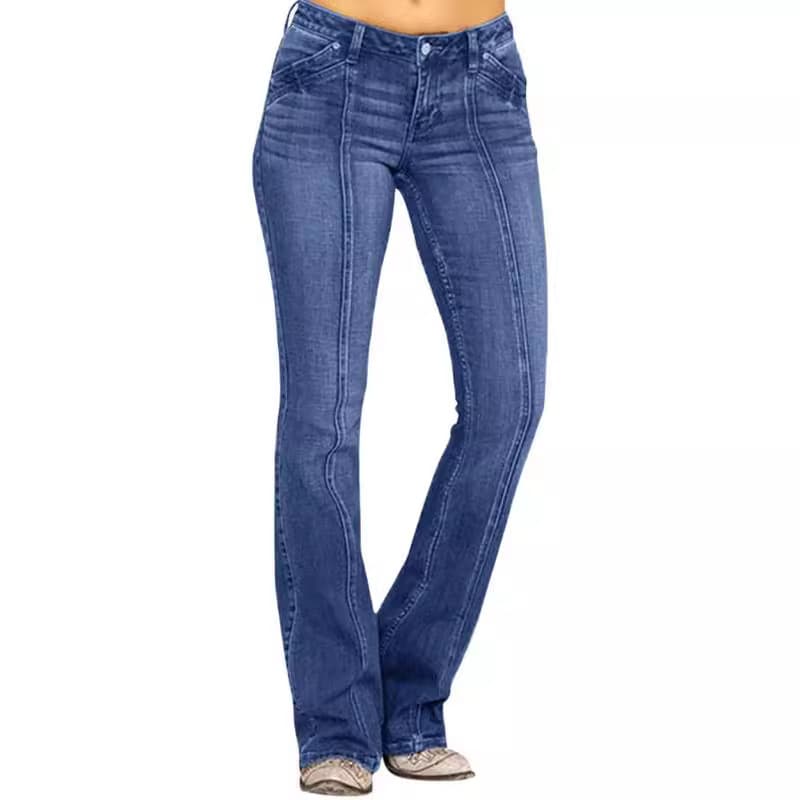 Women's Clothing Denim Low Waist Bone Breaking Flared Trousers
