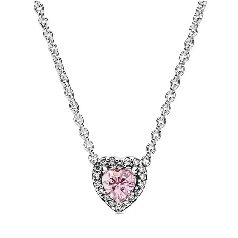 Collier en forme de cœur en argent S925 plaqué cuivre blanc de la série Love