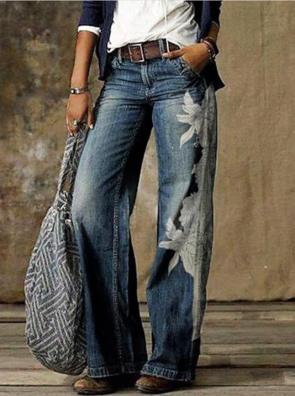 European and American foreign trade plus size women's casual pants thin jeans wide-leg pants long pants