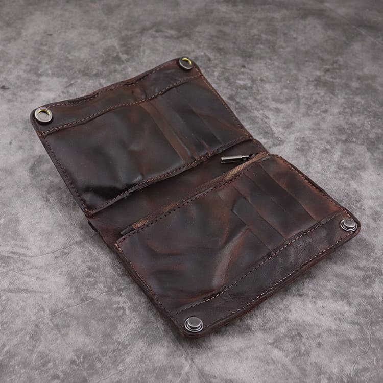Top Layer Vegetable Tanned Leather Style Men's Long Multi-Card Slot Multi-Function Wallet Card Holder Men