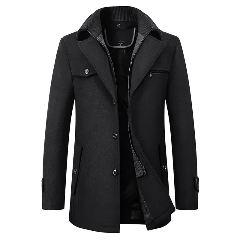 Autumn And Winter Double Collar Woolen Coat