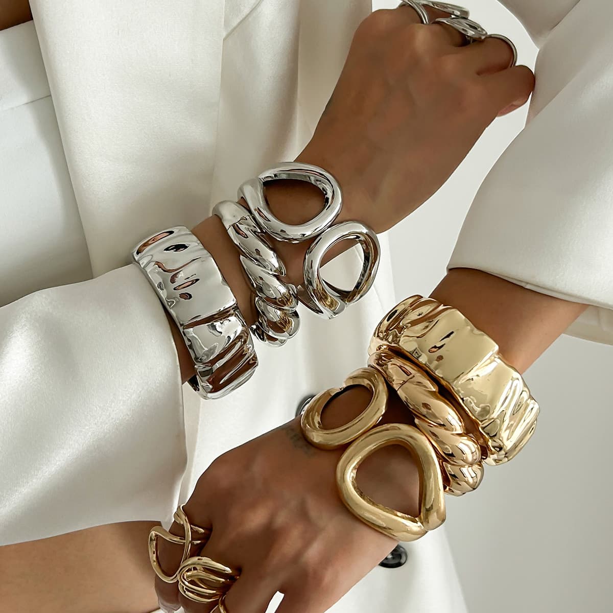 bracelet ins style geometric line bracelet female niche design exaggerated wide bracelet jewelry
