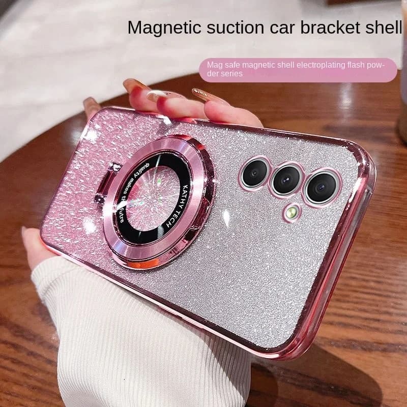Samsung Galaxy A55 A35 A25 Soft Bling Glitter With Ring Magnetic Protect Back Cover Case For samsung A05 A15 A05S Shell