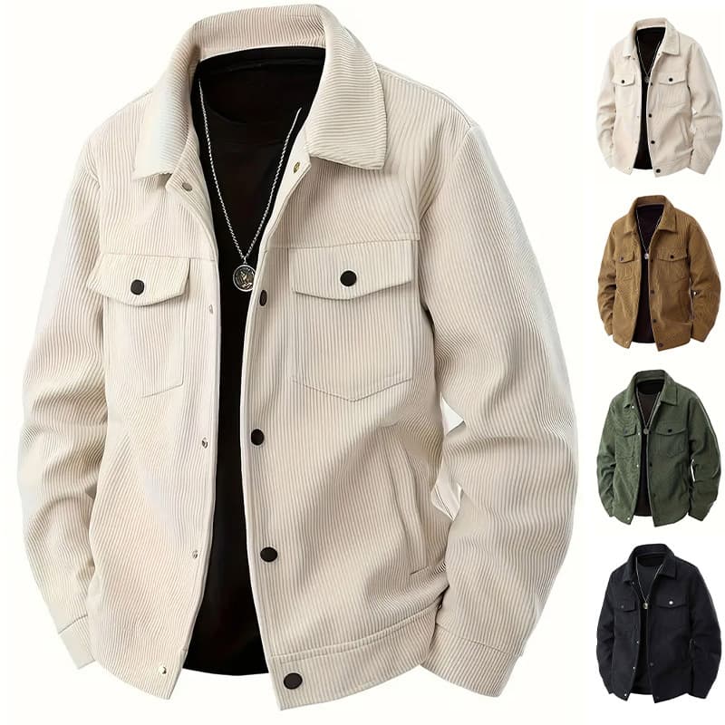 Pulse European And American Cross-Border Corduroy Single-Breasted Casual Sports Trend Pocket Jacket Men's Turn-Down