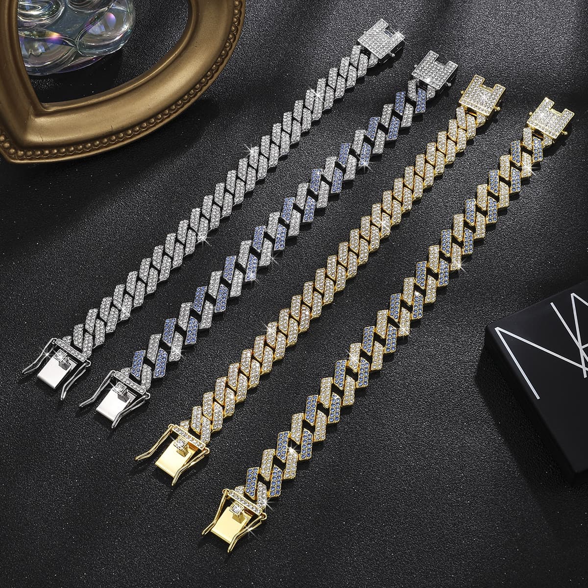 Alloy Heavy Industry Full Diamond Cuban Chain High-Quality 14mm Diamond-Encrusted Men's Rap Hip-Hop Thick Necklace