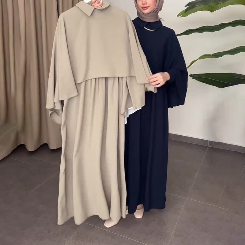 Women's Clothing Women's Casual Short Kimono Robe & Maxi Dress 2-Piece Set – Flowy High Waist Long Sleeve Cover-Up With Patchwork Detail