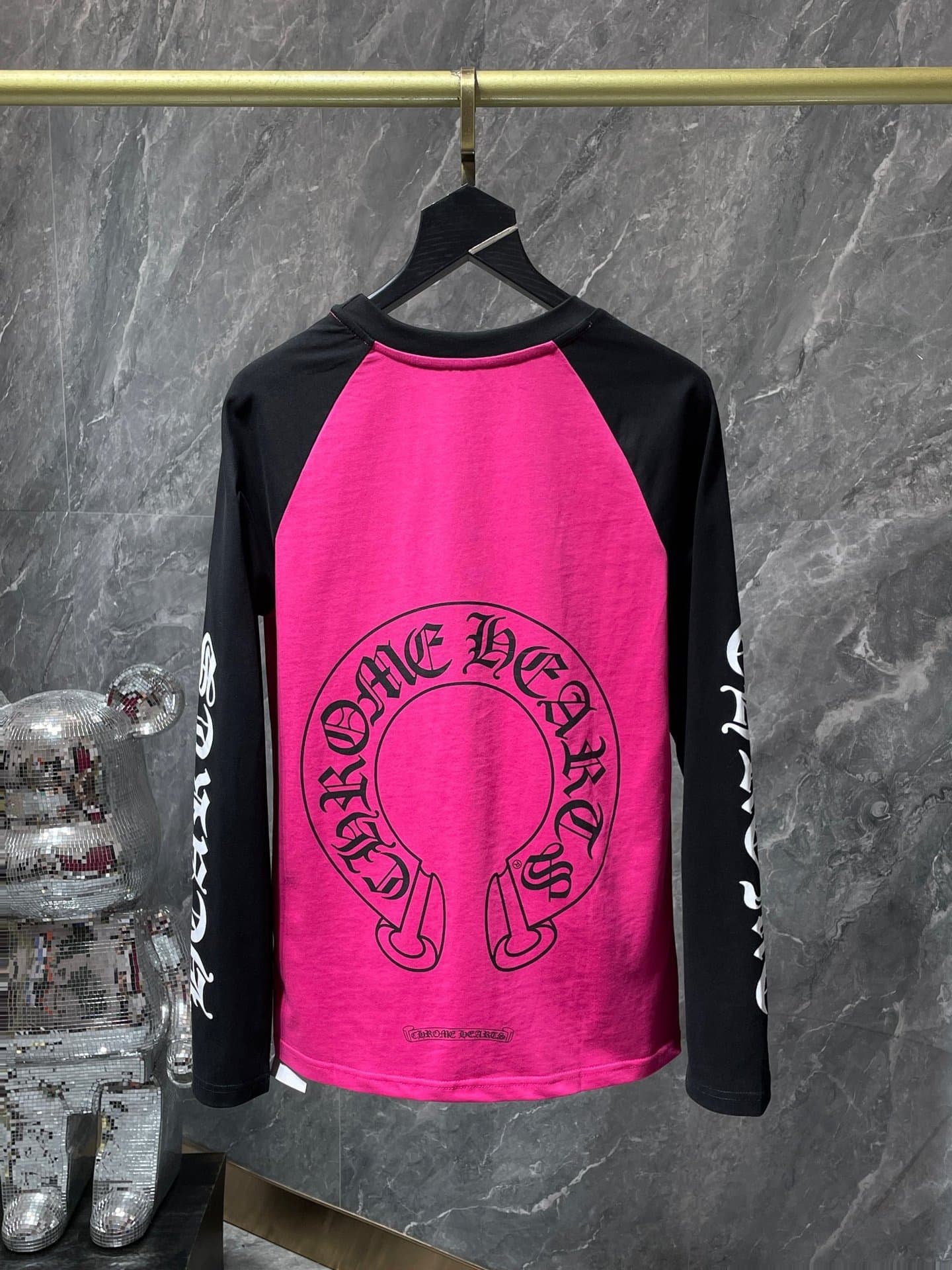 T-shirt à manches longues Chrome Hearts style fer à cheval – Coton premium, imprimé croix gothique, t-shirt streetwear graphique unisexe multico
