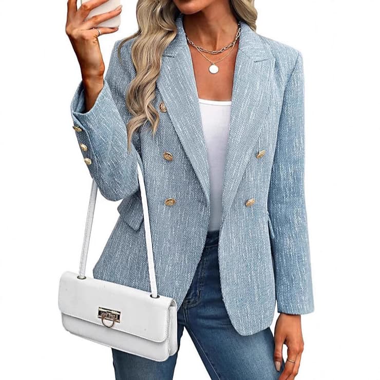 Modern Slim-Fit Blazer For Women – Solid Color Office & Street Style Jacket – Polyester Stretch Suit Coat For Fall – S-XXL