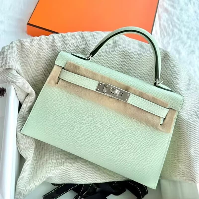 P7 Bubble Green 2023 Nouveau sac Kelly de deuxième génération Printemps et été Sac messager à bandoulière Sac à main en cuir véritable Mini