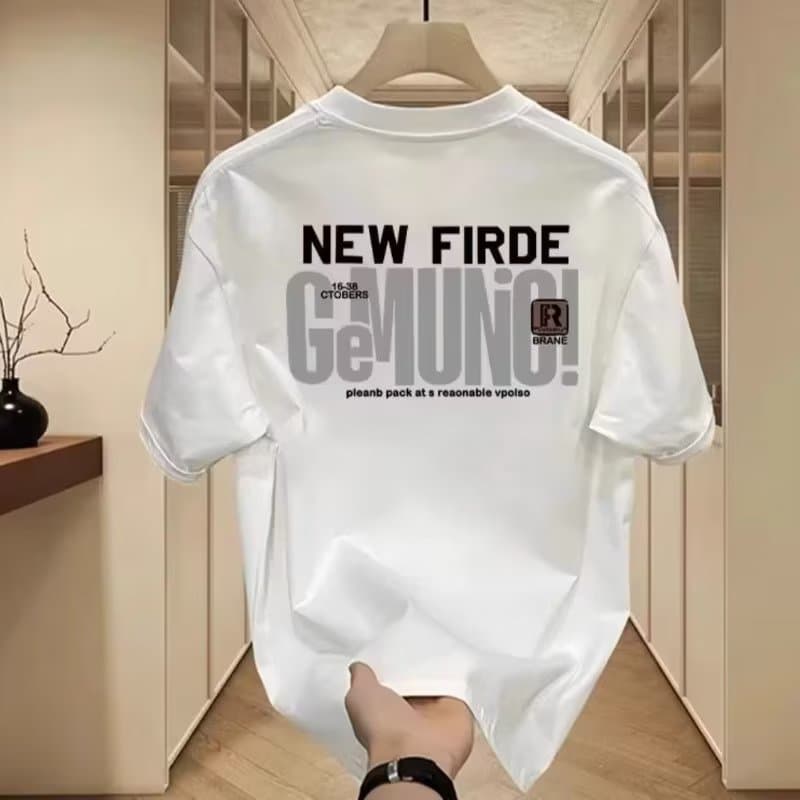 Men's Clothing Summer New Letter Print Cotton Round Neck Short Sleeve Men's Trendy Loose Casual Half Sleeve Versatile Couple Tops