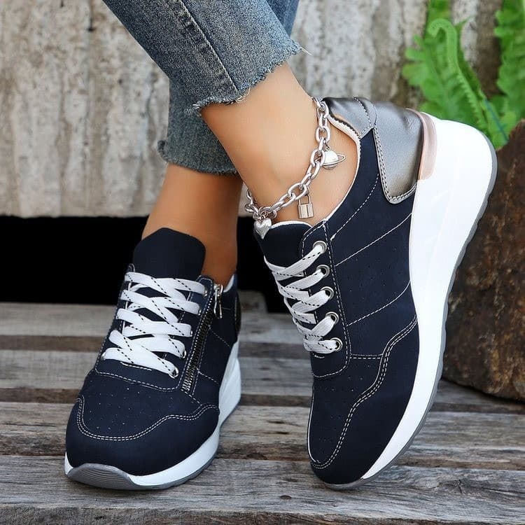 Casual women's sports shoes lace-up burned thick soled plus-size single shoes