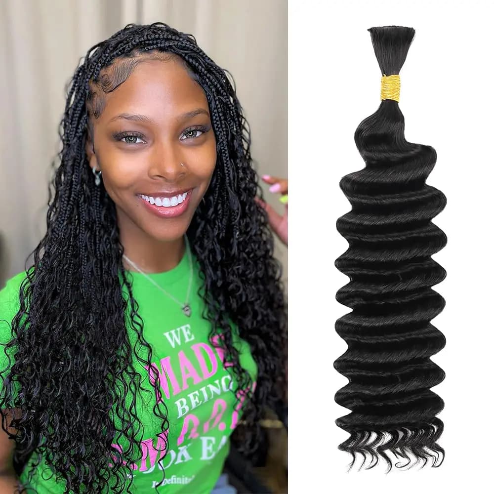 Human Braiding Hair Deep Wave Bulk Human Hair for Braiding 100% Unprocessed Curly Micro Hair Extensions