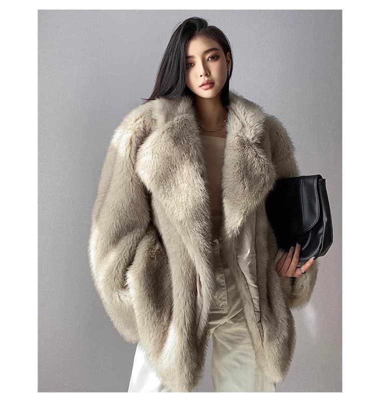 Women's fashion temperament in the long environmentally friendly fur coat coat