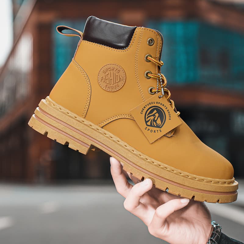 New British style big yellow boots soft leather soft soles retro short boot work boots