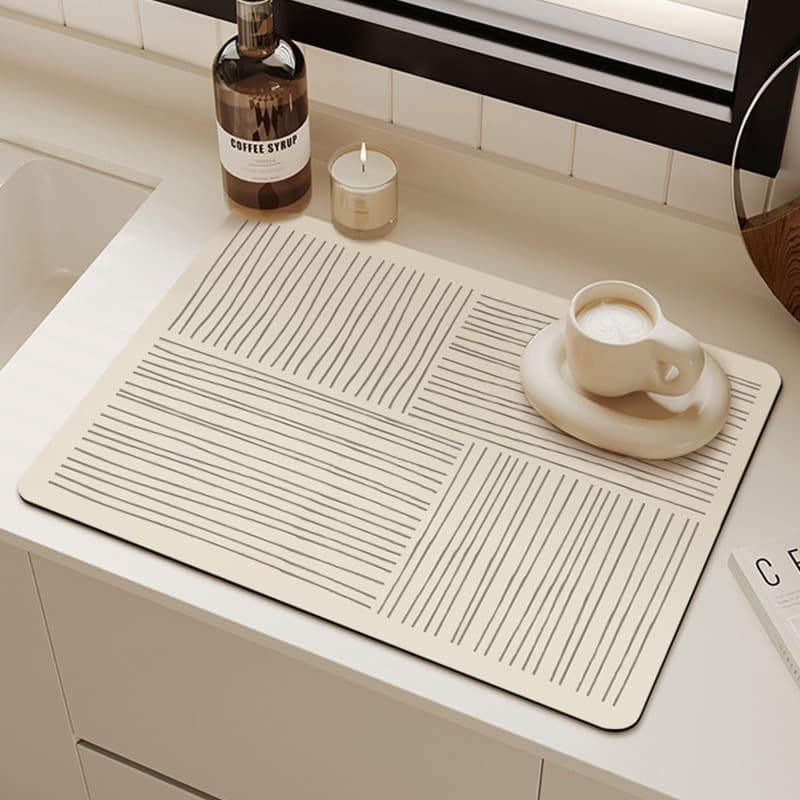 Minimalist Diatomite Kitchen Mat - Fast-Drying, Stain-Resistant Countertop Pad For Coffee Machines & Bar