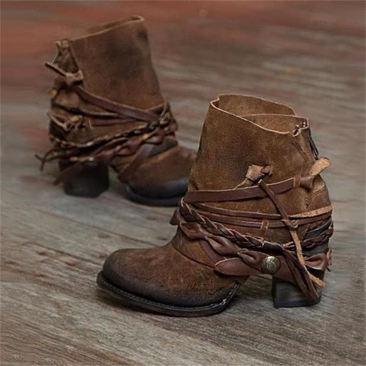 Women's Shoes New Winter Fashion High Heels 40 43 Round Head Rear Zipper Low Boots Boots