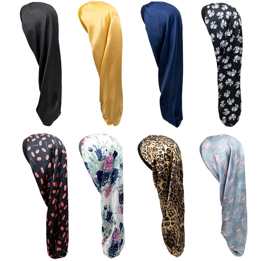 Women's High Elastic Long Tube Satin Sleeping Cap Sleep Cap Long Hair Care Hat Source
