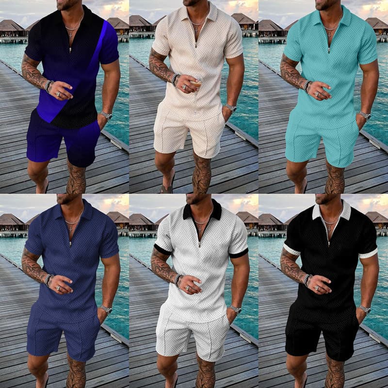 Men's Clothing Hot Style Short Sleeve Shorts Two Piece Sports Casual Men's Suit