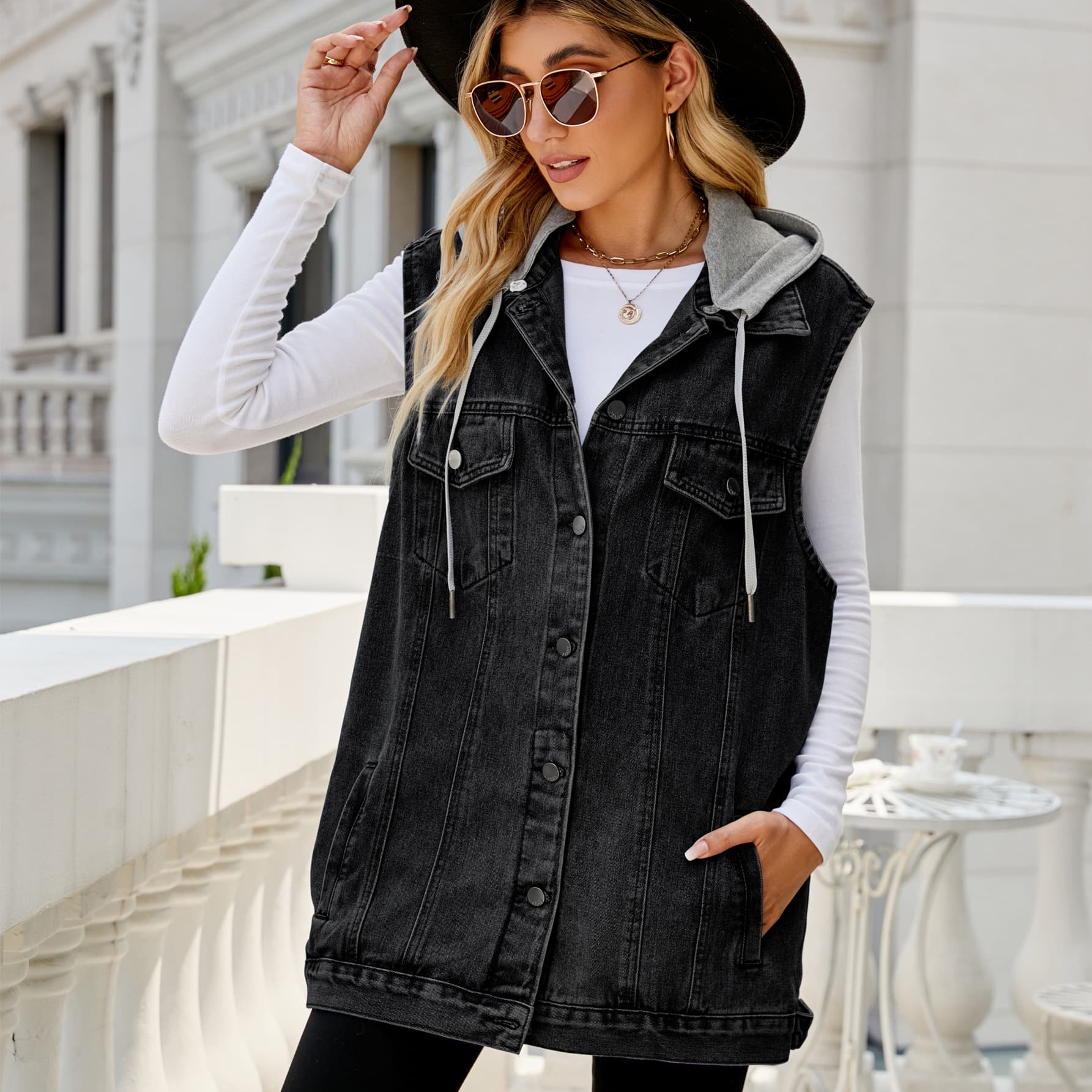 retro denim vest jacket loose casual women's trend