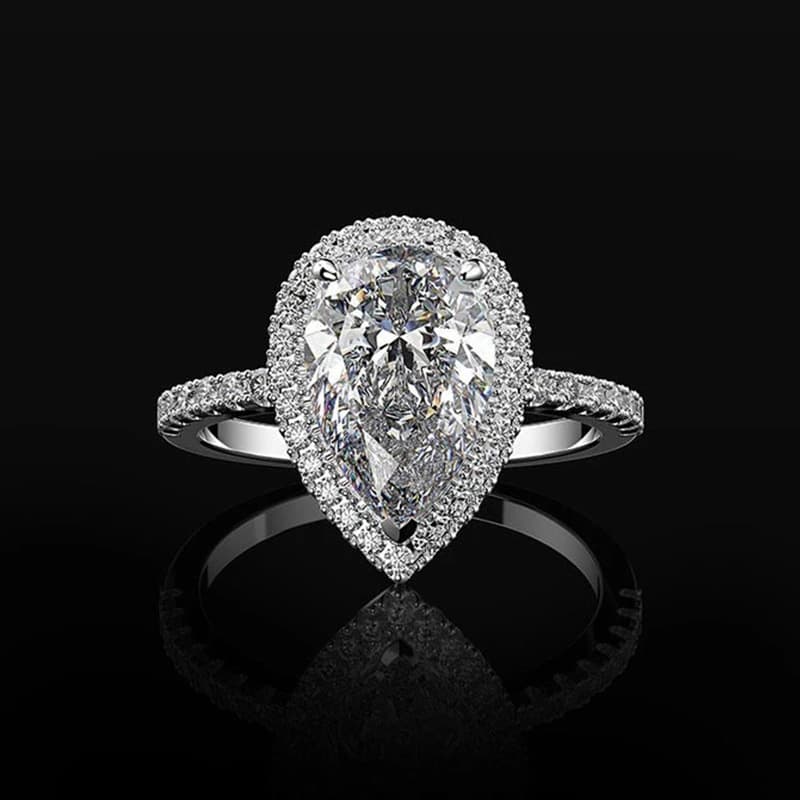 Cao Shi jewelry creative shining water drop shaped zircon wedding ring women's jewelry