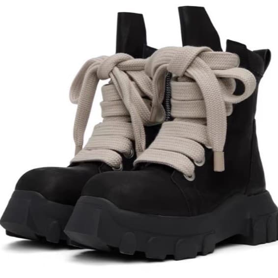 Men's Shoes Mid Calf Boots Leather Boots – Chunky Sole Combat Boots (Motorcycle & Street Style)