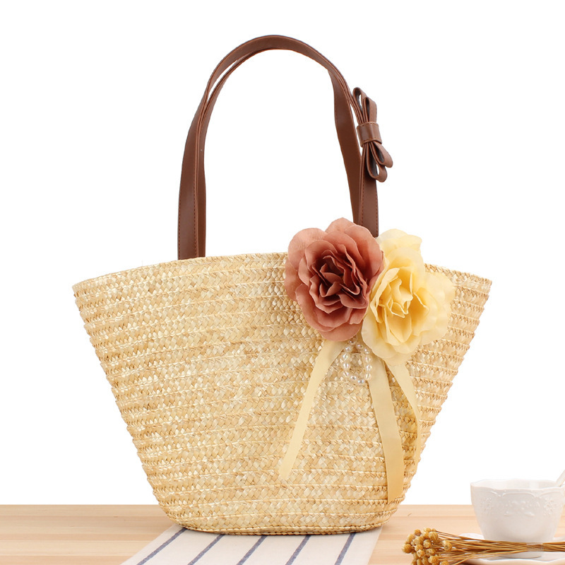 Women's fashion single shoulder straw bag pastoral style beach bag