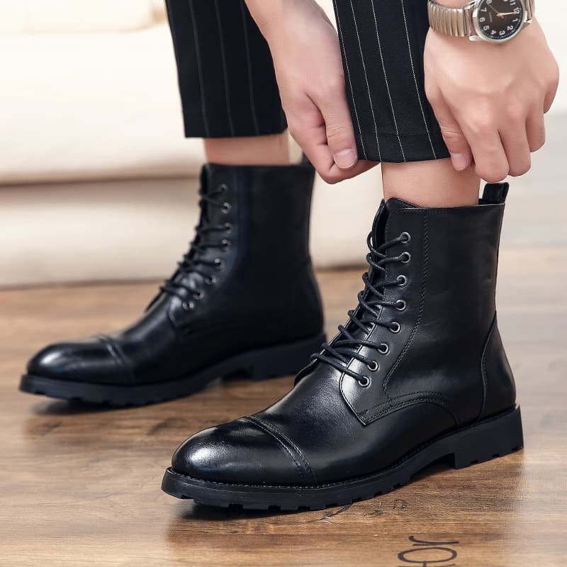 European Warm Series 48 Large Size 2021 Autumn Winter New Fashion Martin Trendy Men's Shoes High-top Leather Boots