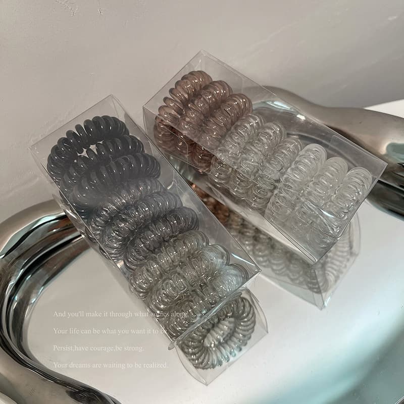 Cold Style Japanese Gradual Color Telephone Line Elastic Hair Rope Girl's Hair Rope Boxed Transparent Hair Ring Hair Accessories Headdress