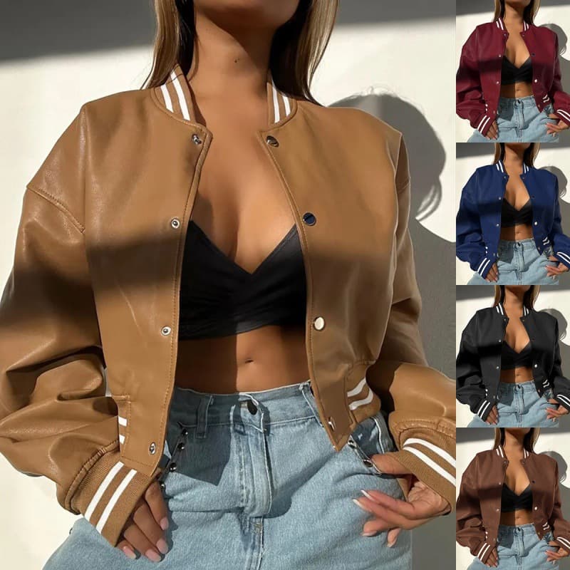 ​​Women’s Motorcycle PU Leather Jacket – Stylish & Edgy Long-Sleeve Biker Coat For Autumn & Winter​​