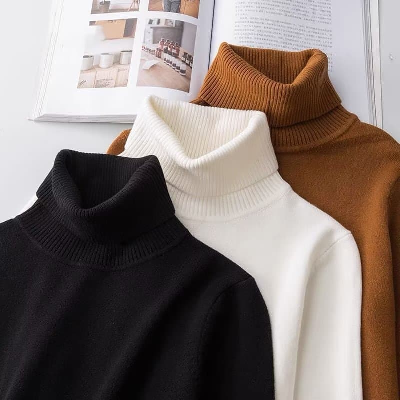 Men's Clothing autumn and winter new high neck sweater for men trendy half knitted sweater inner wear bottoming shirt plus velvet and thickened