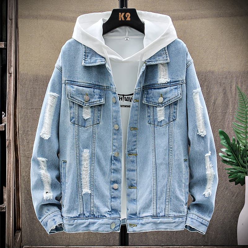 Men's Clothing jacket Youth Trend Brand Ripped Casual Tops
