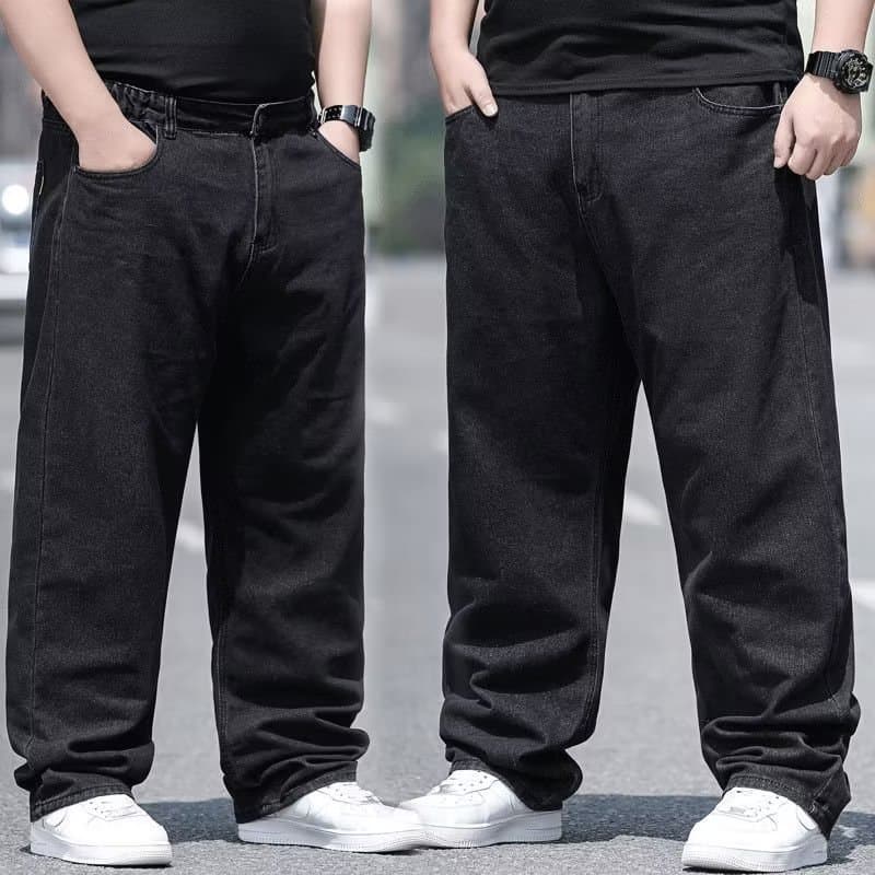 Men's Clothing Plus Size Jeans Straight Loose Large Size Wide Leg Plus Fat Fat Guy Big Crotch Labor Protection Pants