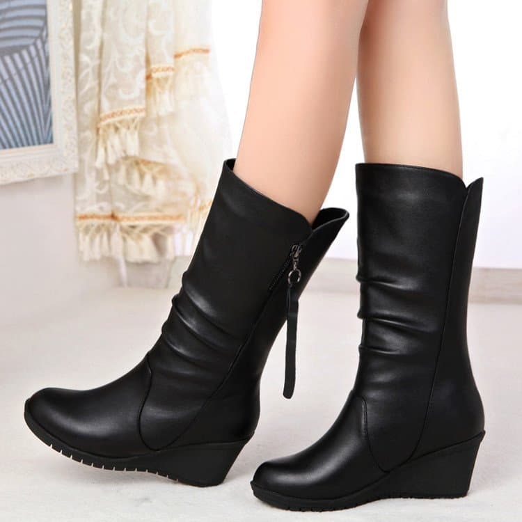 Women’s Shoes boots wedge heel round head boots large size women's shoes spot 35-42