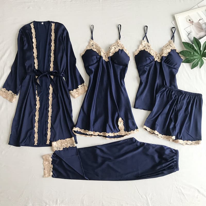 Lace Trim Loungewear Set Without Padding– Imitation Silk Pajamas (Comfy & Instagrammable)​