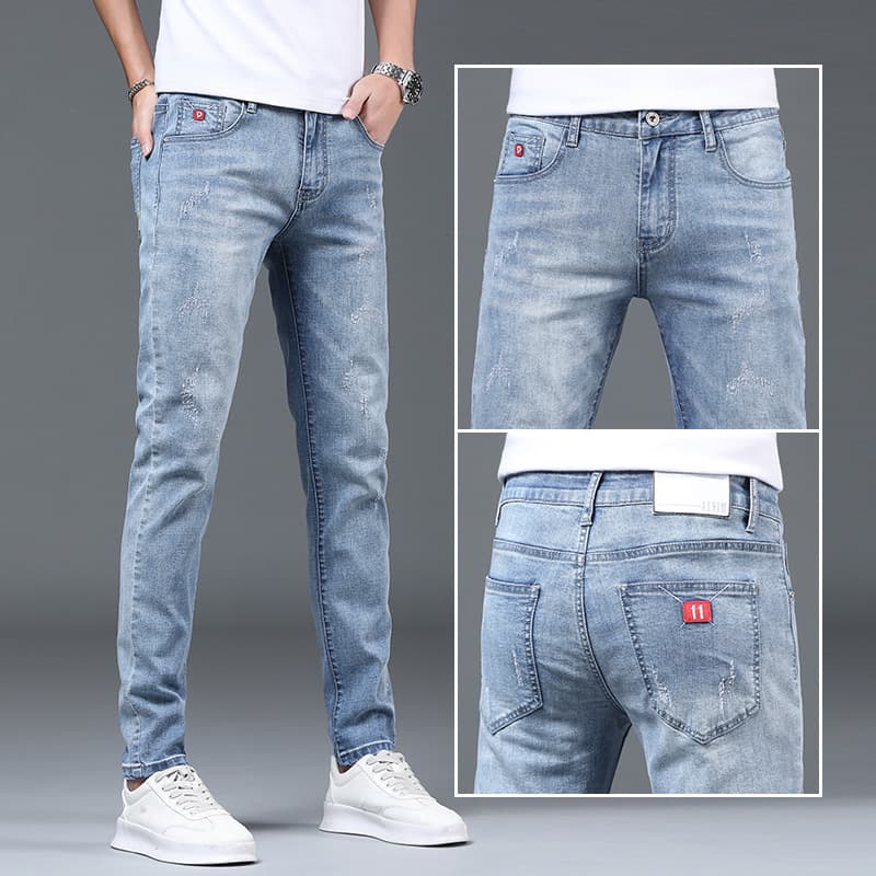 Thin jeans men's slim fit straight Korean version small leg 2024 spring and autumn season trend versatile casual long