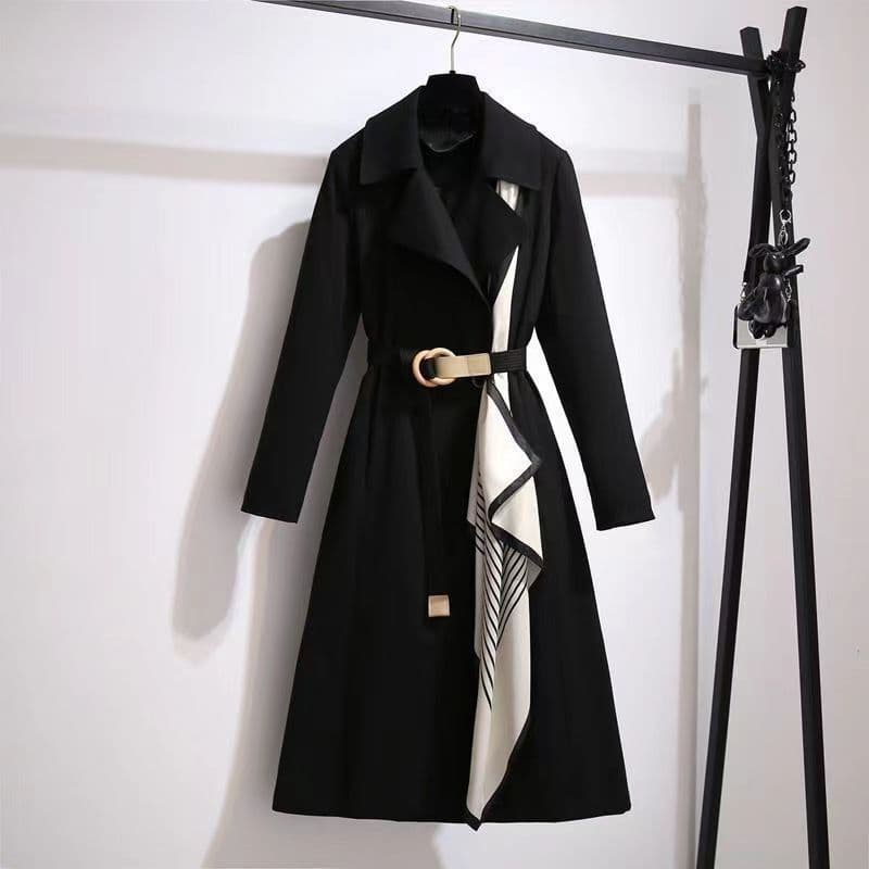 Women's Clothing Trench Coat Women's Medium Length Plus Size Loose Slimming Temperament Women's Coat Casual Student Coat
