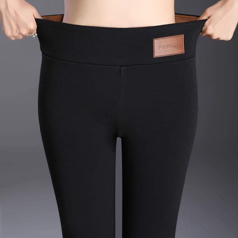 Women's Clothing Lambskin leggings outer wear plus velvet thickened mother warm small feet casual pants large size pencil pants