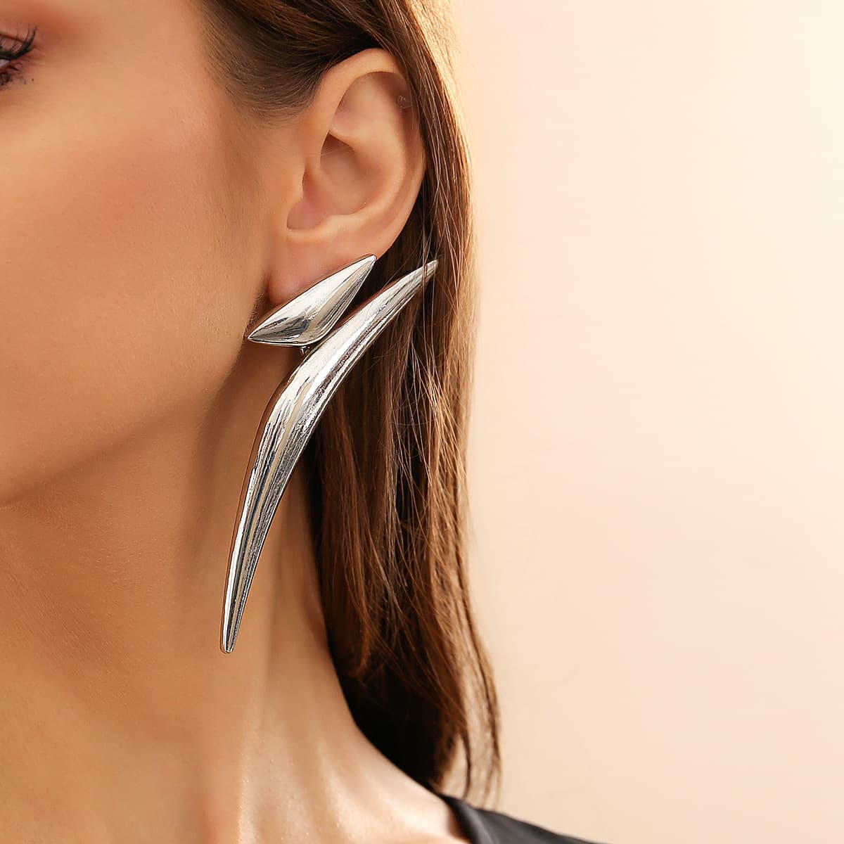 Exaggerated geometric triangle curved tube personality earrings simple sharp earrings Earring jewelry for women
