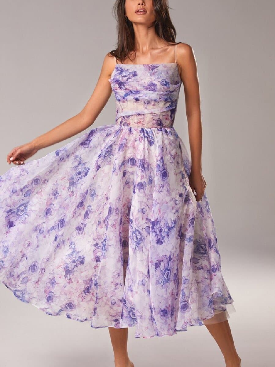Women's Strapless Sleeveless Printed Hem Dress New Style