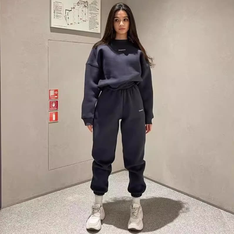 Ensemble sweat-shirt de sport slim brodé pour femme, tenue deux pièces polyvalente et décontractée, style européen-américain