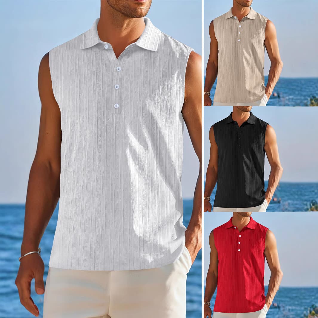 Men's Clothing Summer Half Open Sleeveless Bottoming Shirt Outdoor Casual Vest